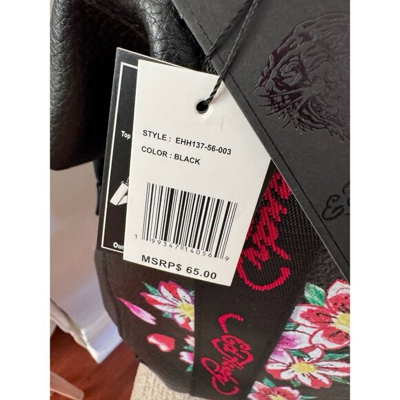 NWT ED HARDY LOVE KILLS SLOWLY WEEKENDER OVERNIGHT/TRAVEL TOTE SKULL FLOWERS - Picture 6 of 13